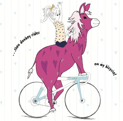 then donkey rides on my bicycle